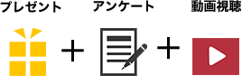 プレゼント + アンケート + 動画視聴