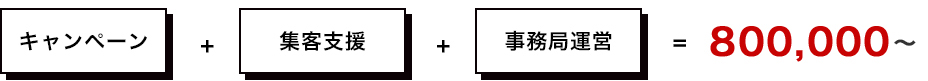 キャンペーン + 集客支援 + 事務局運営 = 800,000円